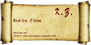 Kuris Zina névjegykártya